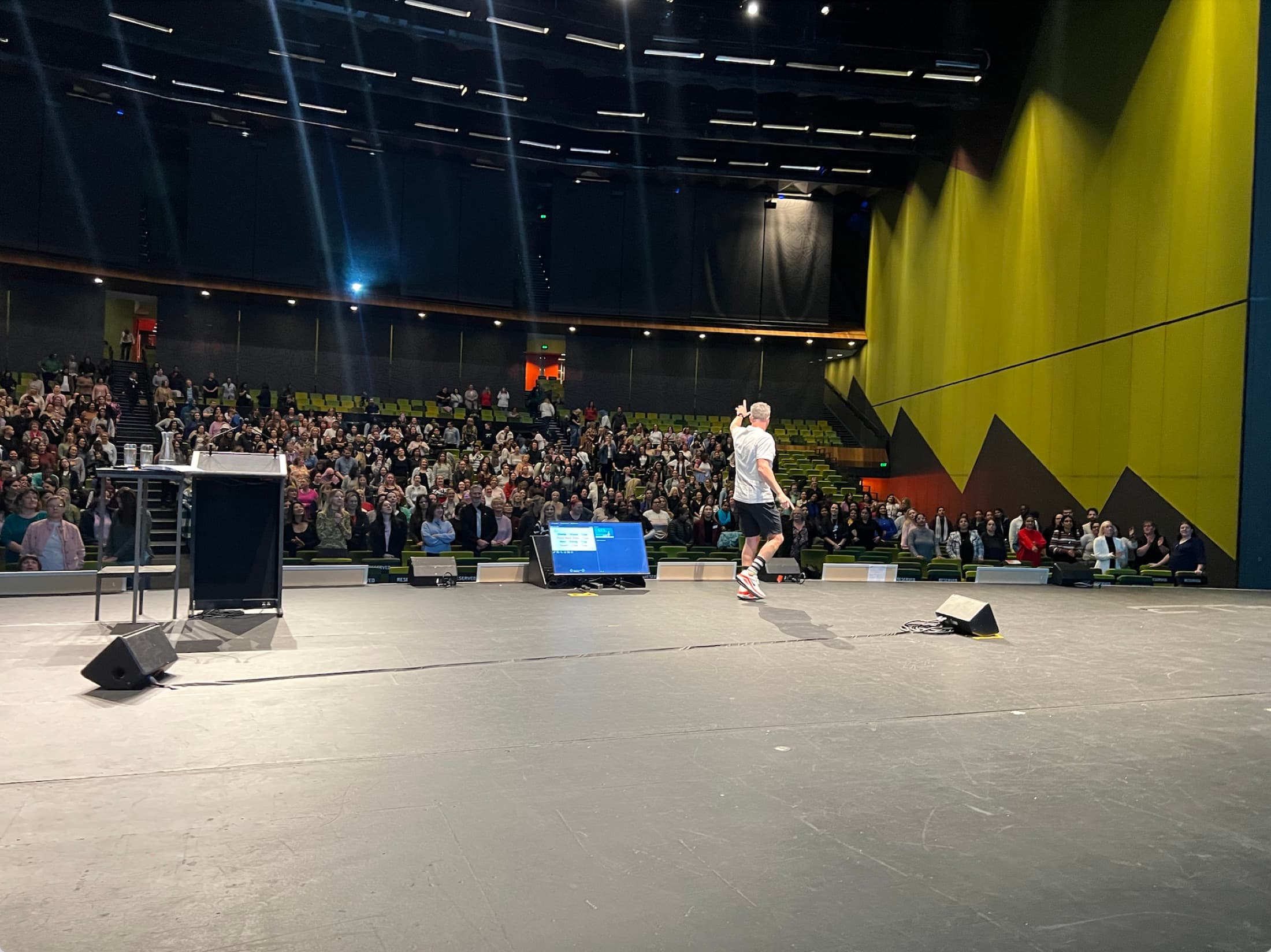 Dale on stage before a huge audience
